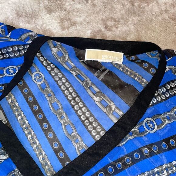 Michael Kors Chain Print Poncho Top MICHAEL Michael Kors blue and black - Picture 10 of 11